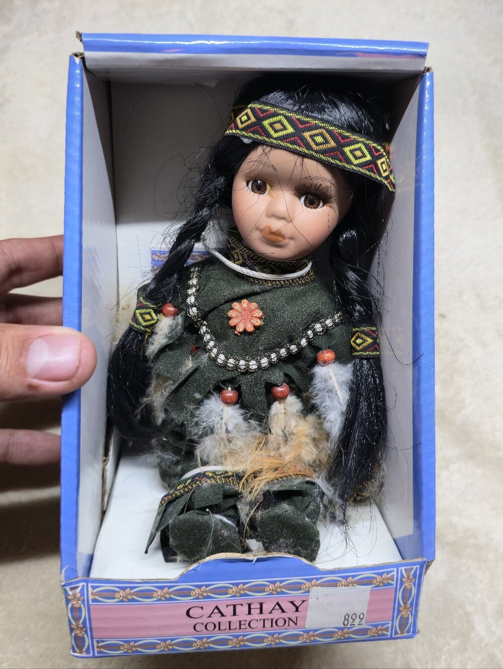Cathay Collection Porcelain Native American Doll Cloth Body #3245